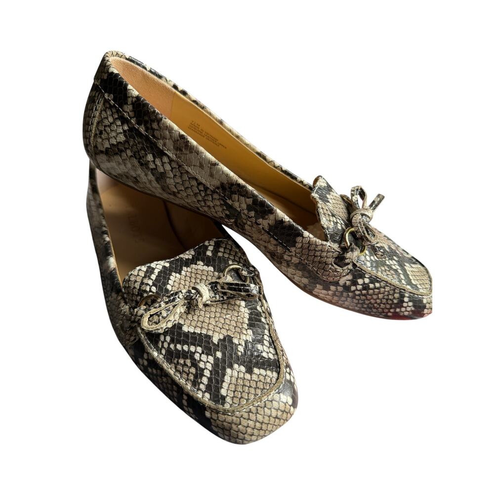 Talbots Snakeskin Leather Loafers Women's 7.5M | Neutral Flats